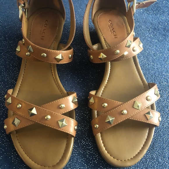 Coach Studded Tan Sandal. Size 7. Gold accents. - Picture 7 of 12